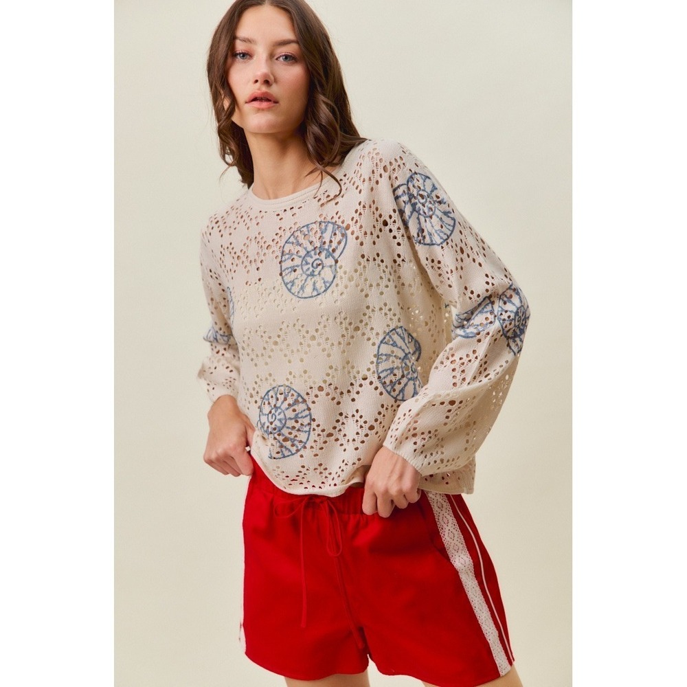 SO ME Seashell Lightweight Sweater Top - Large - Picture 12 of 16